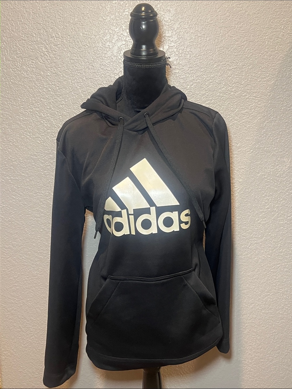 adidas Black Hoodie with Cream Logo